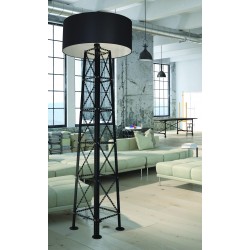 Loftowa lampa podłogowa Transmission, czarna, industrialna