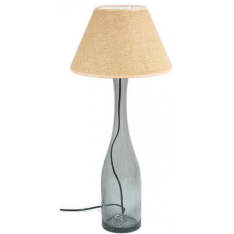 Lampa stołowa szara z abażurem – średnia